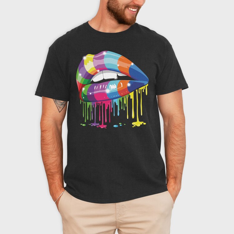 Colorful Lips Drip, Tricou Barbati (Unisex)
