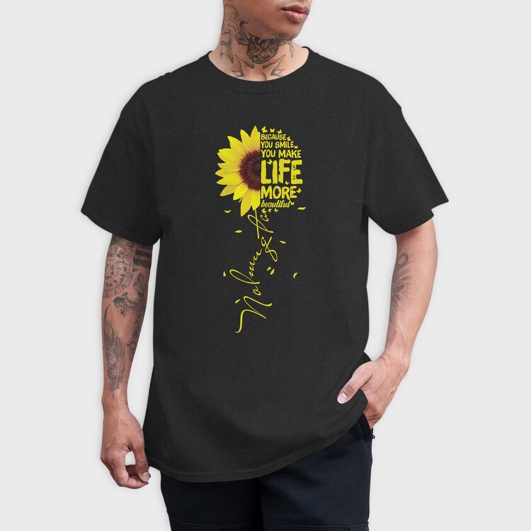Sunflower Smile Life, Tricou Barbati (Unisex)