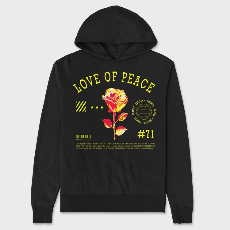 Love of Peace Yellow, Hanorac Oversize Barbati (Unisex)