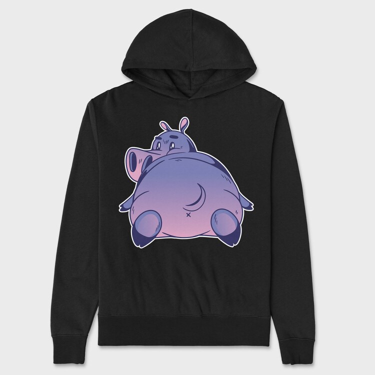 Hippo Cartoon, Hanorac Oversize Barbati (Unisex)