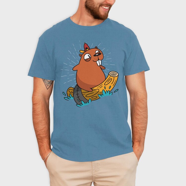 Surfing Beaver, Tricou Barbati (Unisex)