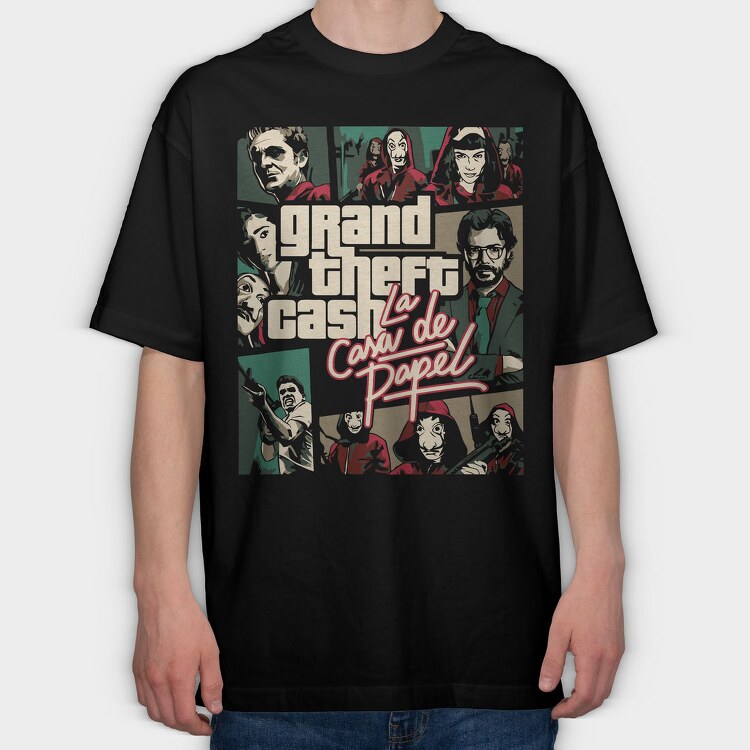 Grand Theft Cash Papel, Tricou Oversize Barbati (Unisex)