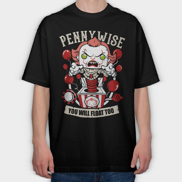 Pennywise Clown Balloons, Tricou Oversize Barbati (Unisex)