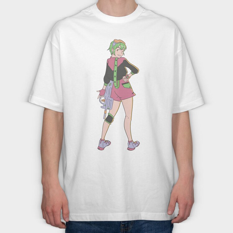 Cyberpunk Girl, Tricou Oversize Barbati (Unisex)