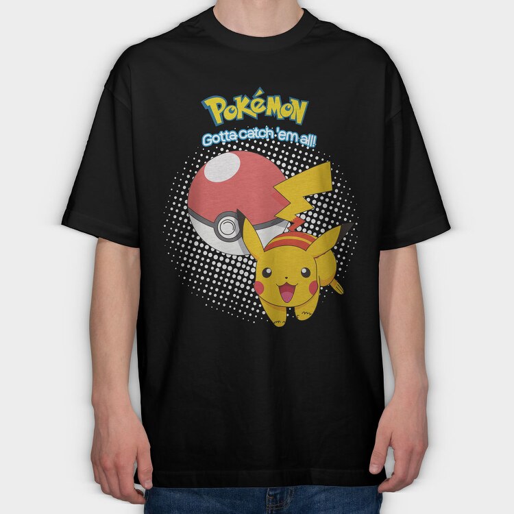 Pikachu Pokeball Catch, Tricou Oversize Barbati (Unisex)