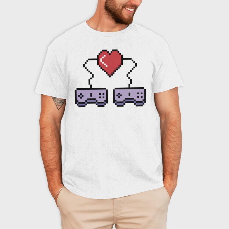 Pixelated Love, Tricou Barbati (Unisex)