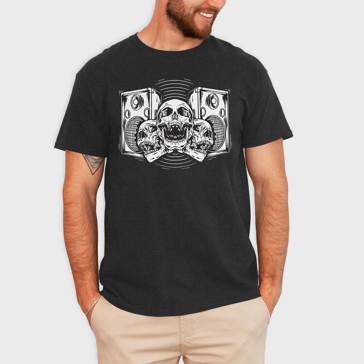 Skull Boombox, Tricou Barbati (Unisex)