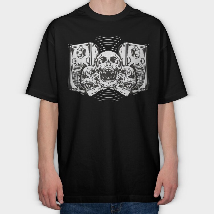 Skull Boombox, Tricou Oversize Barbati (Unisex)
