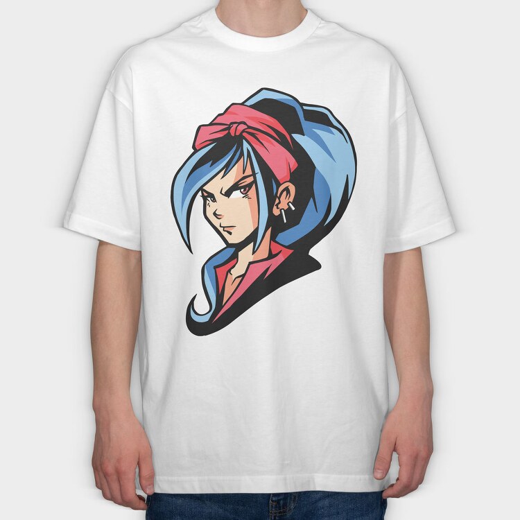 Blue Hair Bandit, Tricou Oversize Barbati (Unisex)