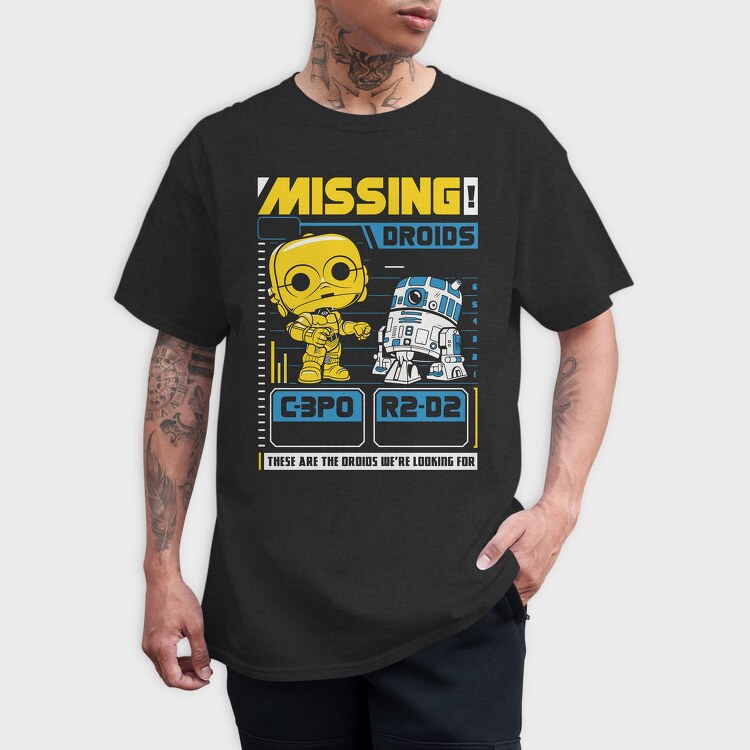Missing Droids C3Po R2D2, Tricou Barbati (Unisex)