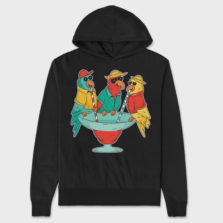 Parrots Drinking, Hanorac Oversize Barbati (Unisex)