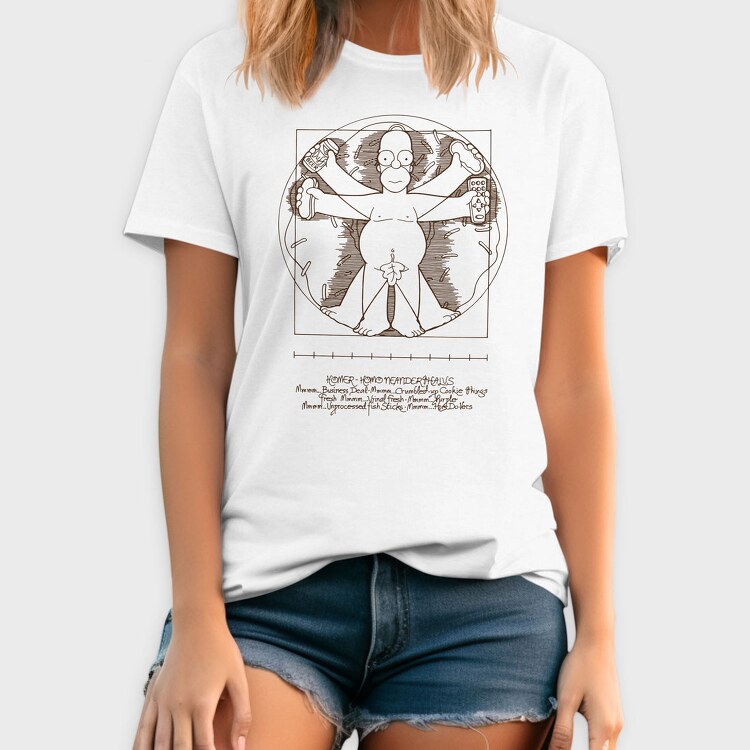 Homer Simpson Mensch Da Vinci Anatomie, Tricou Barbati (Unisex)