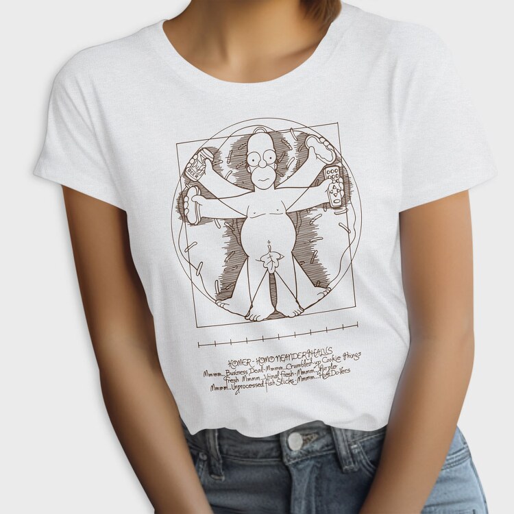 Homer Simpson Mensch Da Vinci Anatomie, Tricou Femei
