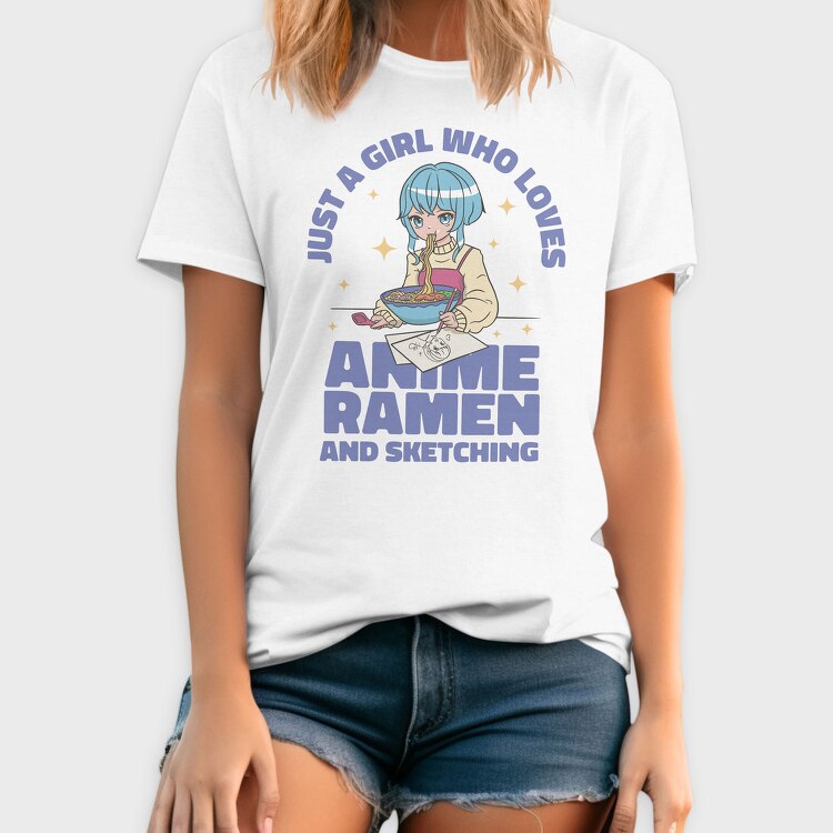 Ramen Sketch Girl, Tricou Barbati (Unisex)