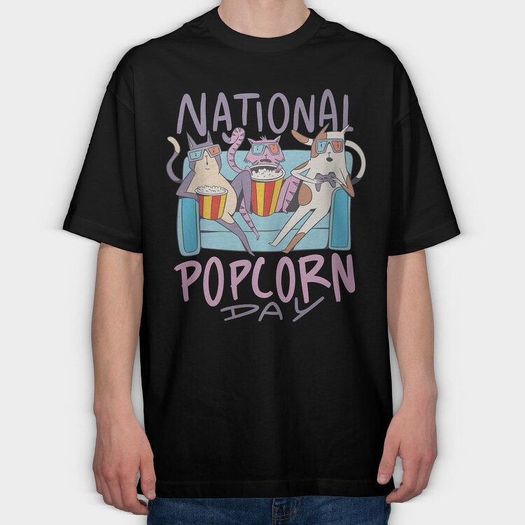 National Popcorn Day, Tricou Oversize Barbati (Unisex)