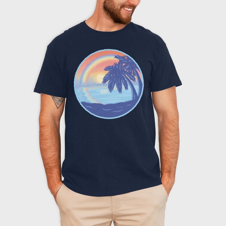 Sunset Rainbow Beach, Tricou Barbati (Unisex)