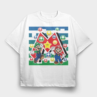 Mario Mushroom Star, Tricou Oversize Barbati (Unisex)