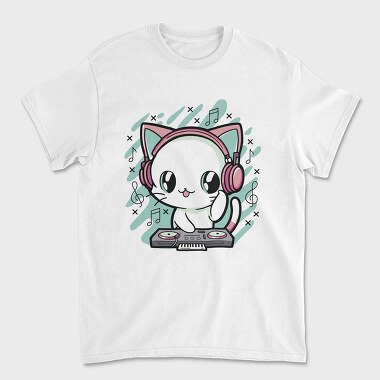 Cute Cat Dj, Tricou Barbati (Unisex)