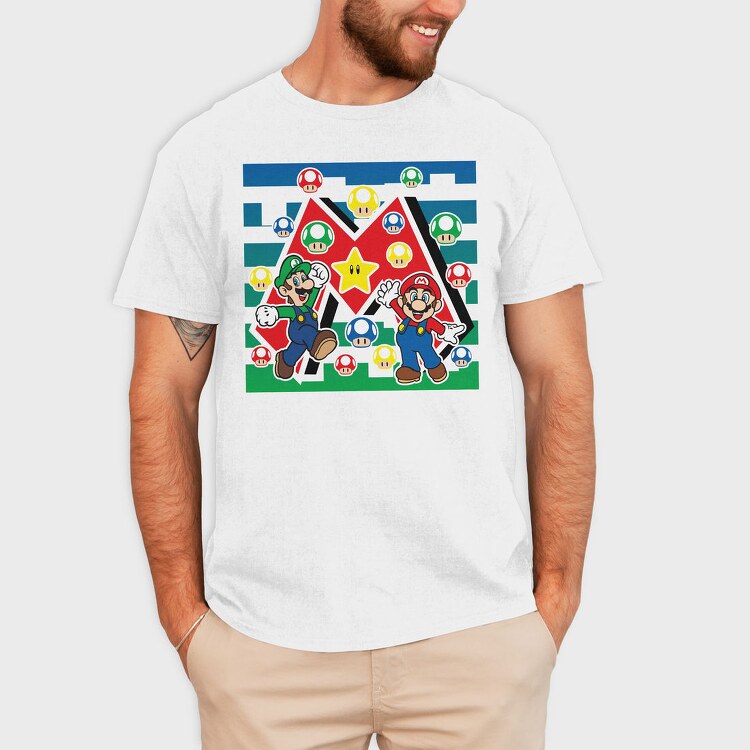 Mario Mushroom Star, Tricou Barbati (Unisex)