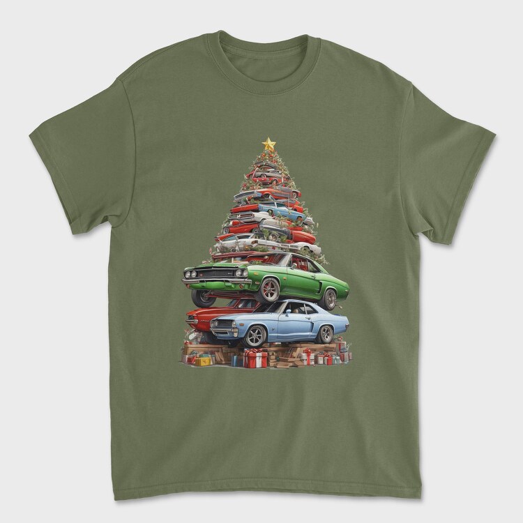 Christmas Tree Muscle Madness Cars, Tricou Barbati (Unisex)