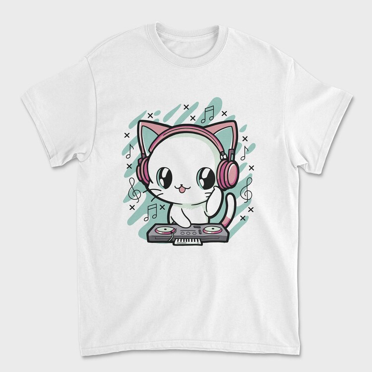 Cute Cat Dj, Tricou Barbati (Unisex)
