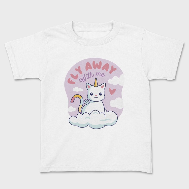 Fly Away With Me Unicorn Cat, Tricou Copii