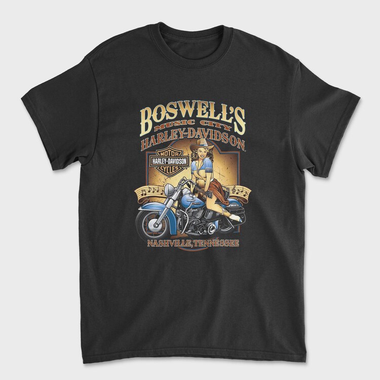 Boswell Music City Biker Girl Nashville, Tricou Barbati (Unisex)