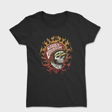 Harley Davidson Flaming Skull, Tricou Femei