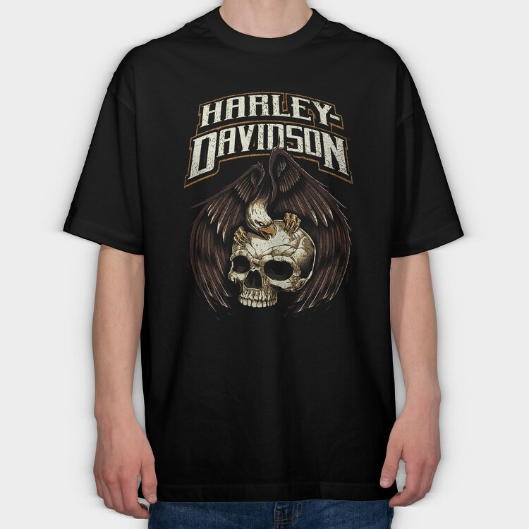 Harley Davidson Skull Eagle, Tricou Oversize Barbati (Unisex)