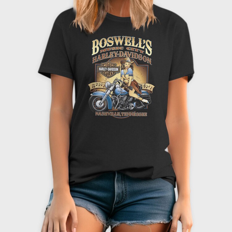 Boswell Music City Biker Girl Nashville, Tricou Barbati (Unisex)