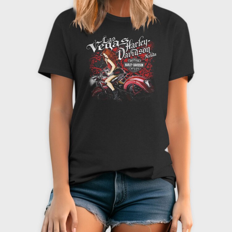 Vegas Harley Biker Girl Ride, Tricou Barbati (Unisex)