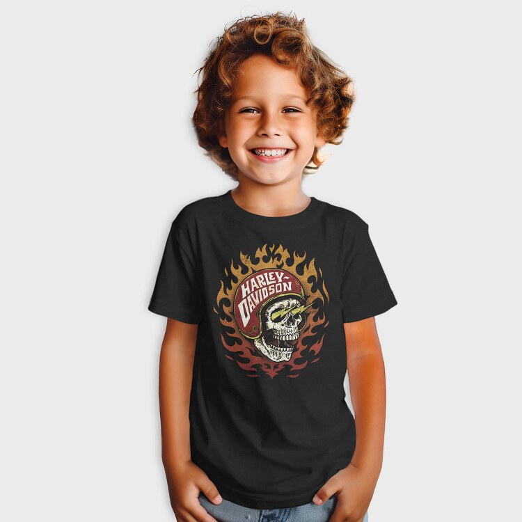 Harley Davidson Flaming Skull, Tricou Copii