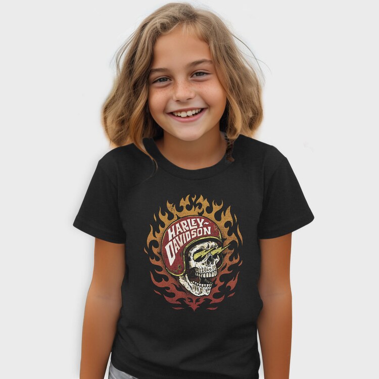 Harley Davidson Flaming Skull, Tricou Copii
