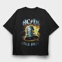 Acdc Bell Flames Eyes, Tricou Oversize Barbati (Unisex)
