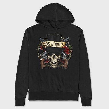 Guns N Roses Skull Top Hat, Hanorac Oversize Barbati (Unisex)