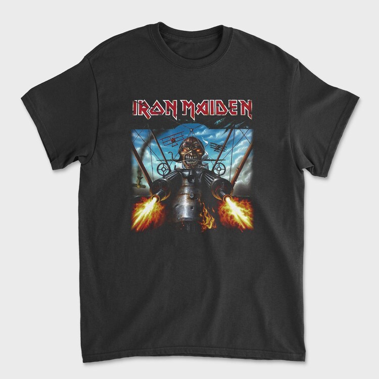 Iron Maiden Robot Face Flames, Tricou Barbati (Unisex)
