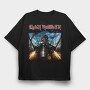 Iron Maiden Robot Face Flames, Tricou Oversize Barbati (Unisex)