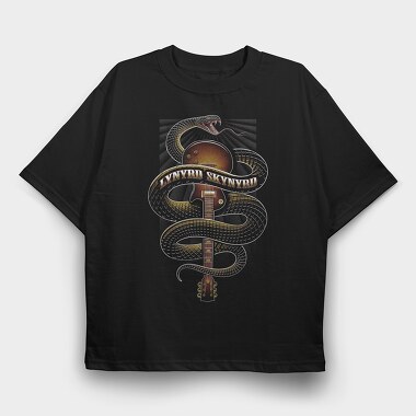 Lynnyrd Skynyrd Flames Flag Snake 2, Tricou Oversize Barbati (Unisex)
