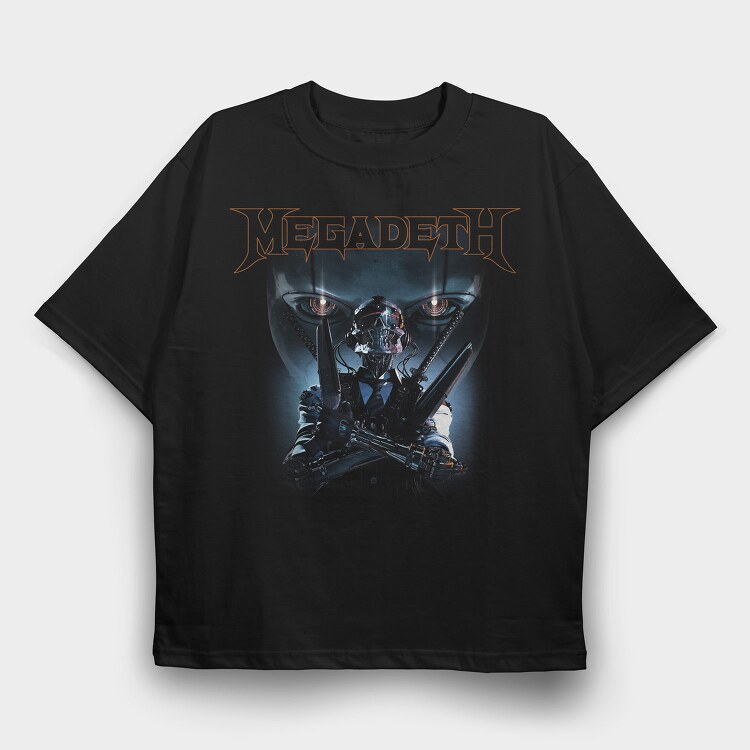 Megadeth Robot Face Eyes, Tricou Oversize Barbati (Unisex)