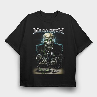 Megadeth Skull Planet Flames 2, Tricou Oversize Barbati (Unisex)