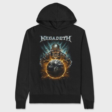 Megadeth Skull Planet Flames, Hanorac Oversize Barbati (Unisex)