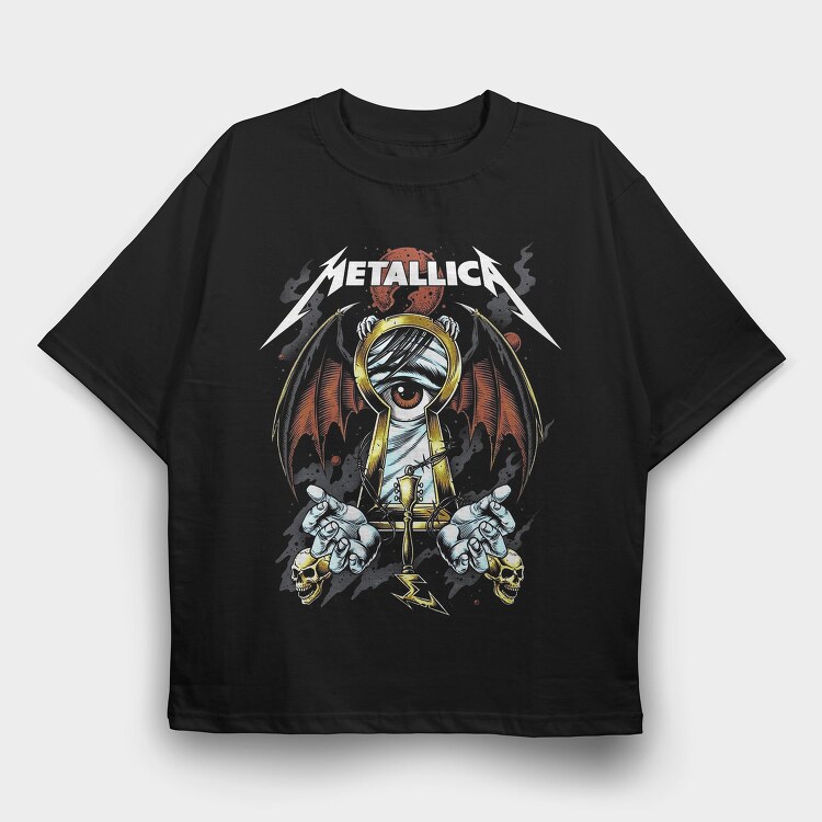 Metallica Eyes Flames Guitarist, Tricou Oversize Barbati (Unisex)