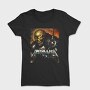 Metallica Skull Flames Red Eyes, Tricou Femei
