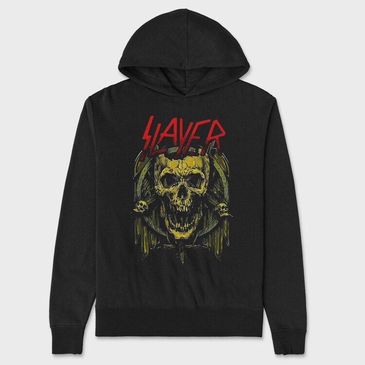 Slayer Skull Flames Crosses 3, Hanorac Oversize Barbati (Unisex)