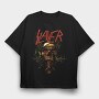 Slayer Skull Flames Crosses 5, Tricou Oversize Barbati (Unisex)