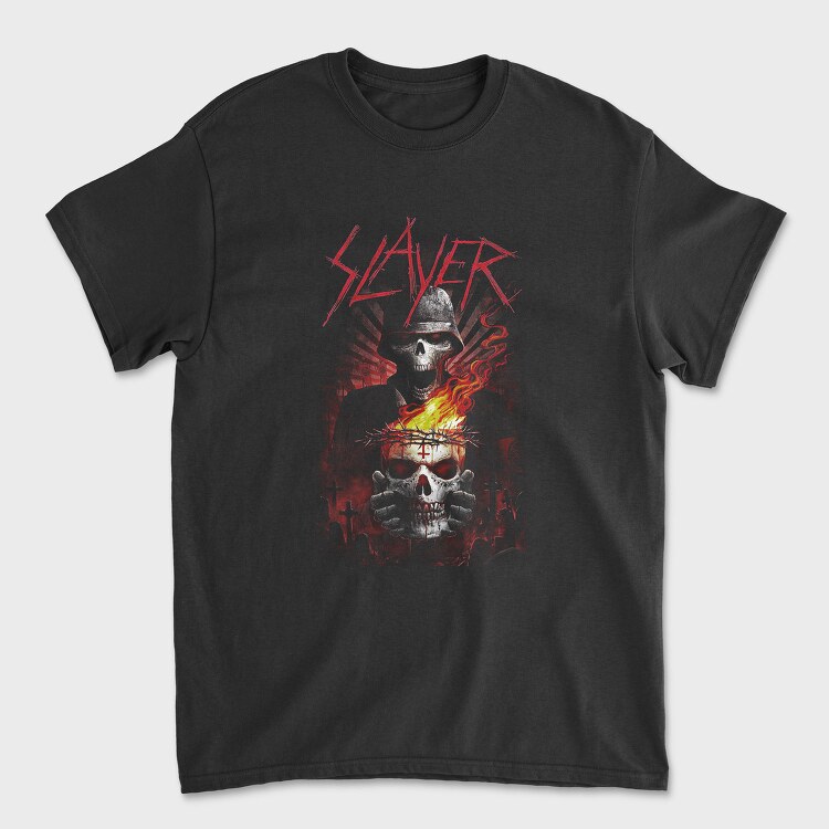 Slayer Skull Flames Crosses, Tricou Barbati (Unisex)