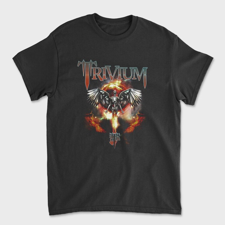 Trivium Skeleton Wings Flames 2, Tricou Barbati (Unisex)