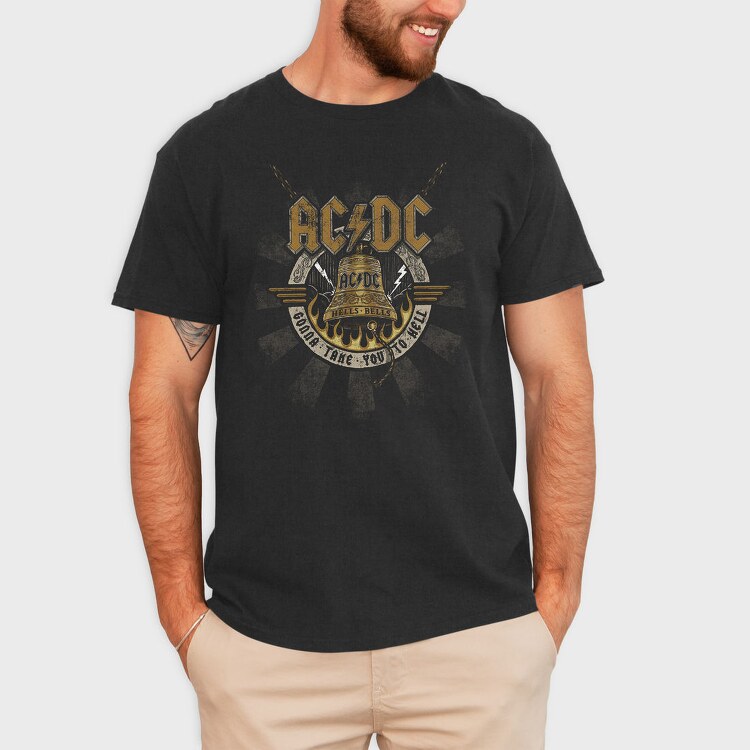 Acdc Bell Flames Eyes 2, Tricou Barbati (Unisex)