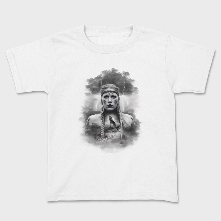Viking Woman With Wolf, Tricou Copii