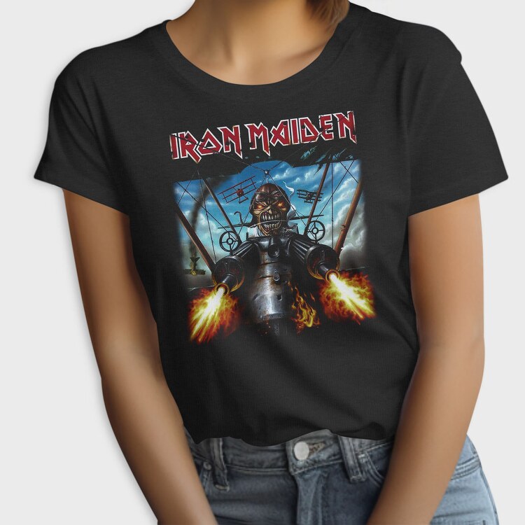 Iron Maiden Robot Face Flames, Tricou Femei